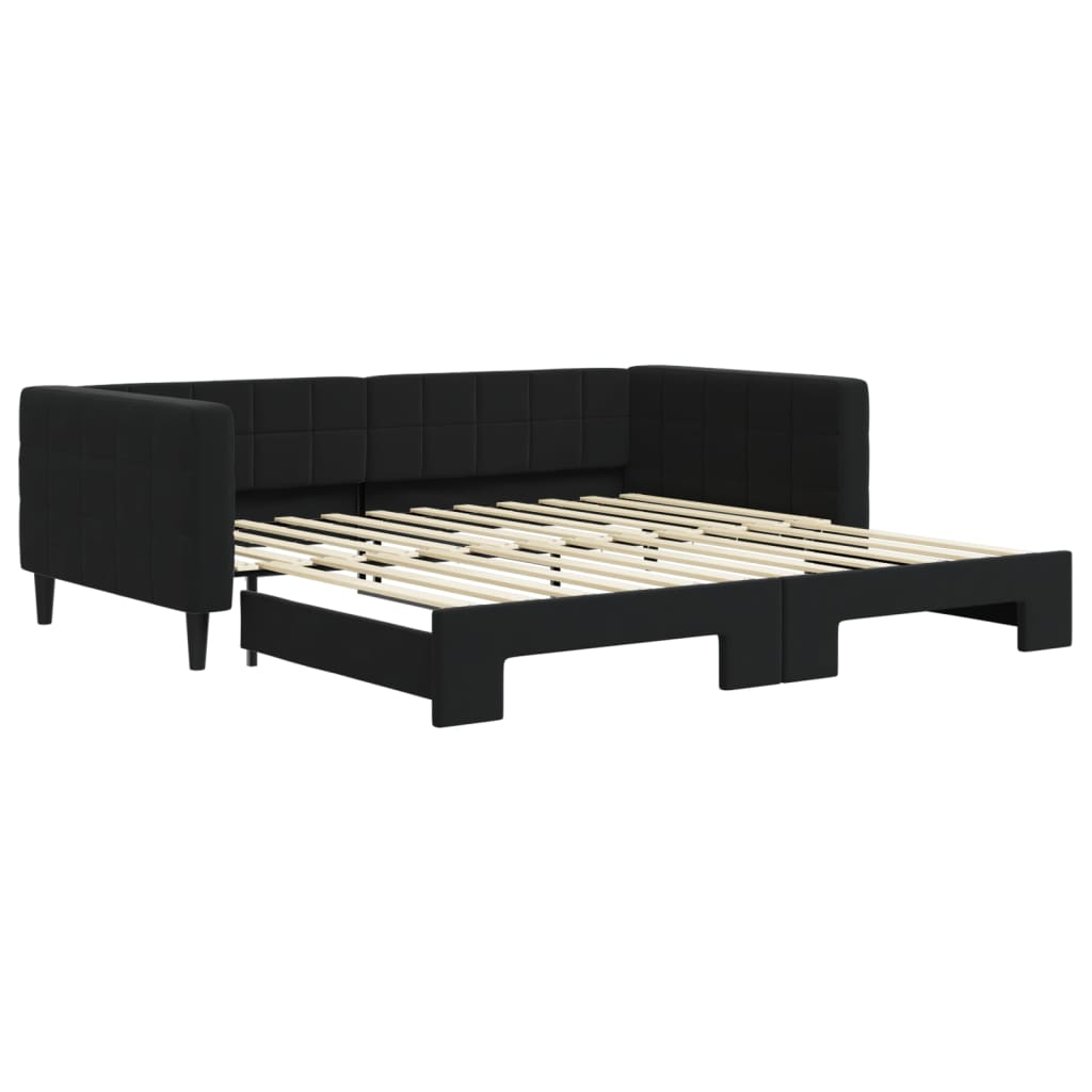 Divano Letto con Letto Estraibile Nero 100x200 cm in Velluto - homemem39