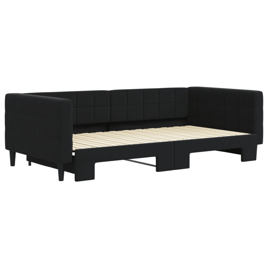 Divano Letto con Letto Estraibile Nero 100x200 cm in Velluto - homemem39