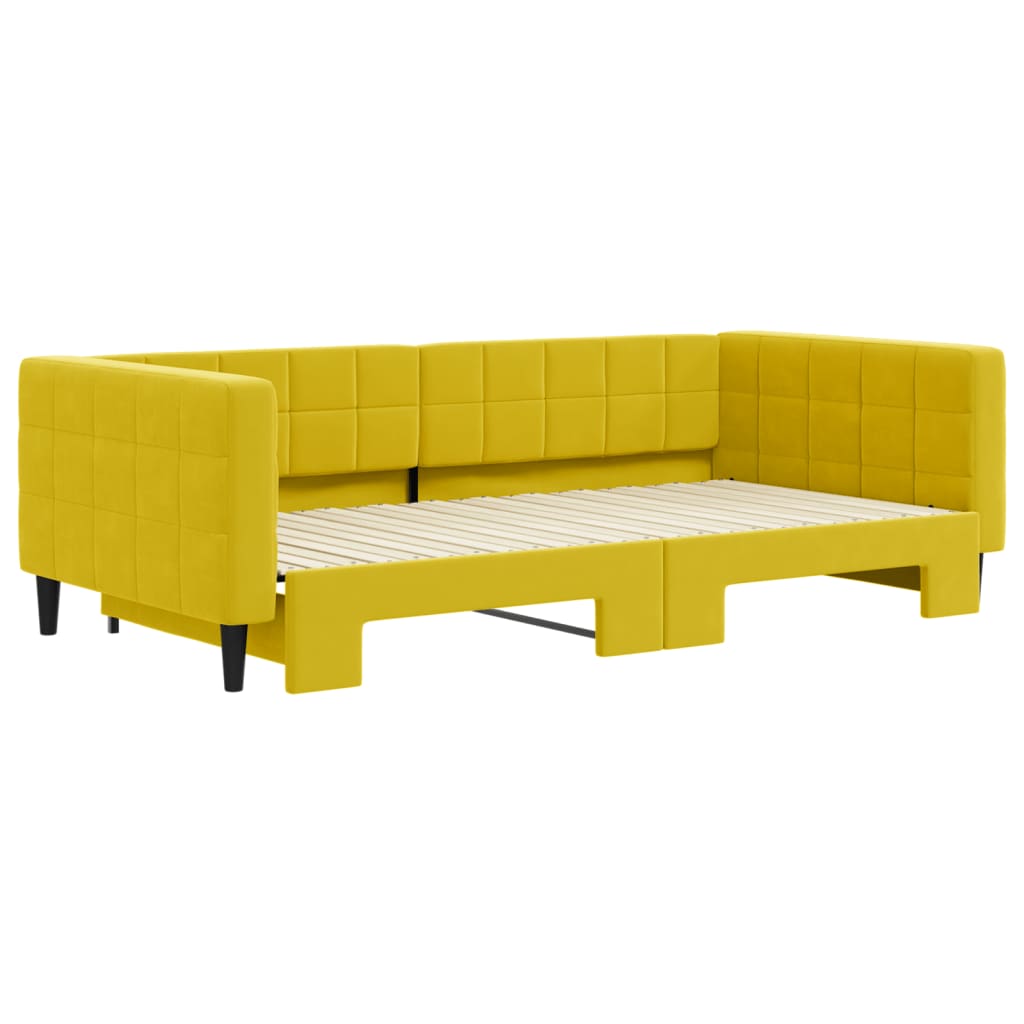 Divano Letto con Letto Estraibile Giallo 100x200 cm in Velluto - homemem39