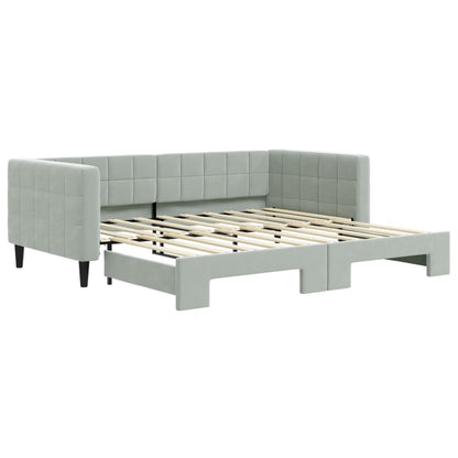 Divano Letto con Letto Estraibile Grigio Chiaro 90x190 Velluto - homemem39