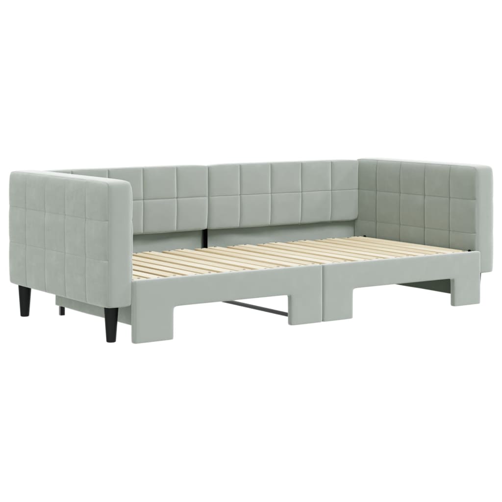 Divano Letto con Letto Estraibile Grigio Chiaro 90x190 Velluto - homemem39