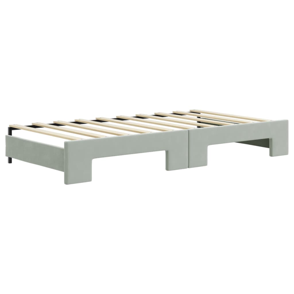 Divano Letto con Letto Estraibile Grigio Chiaro 90x190 Velluto - homemem39