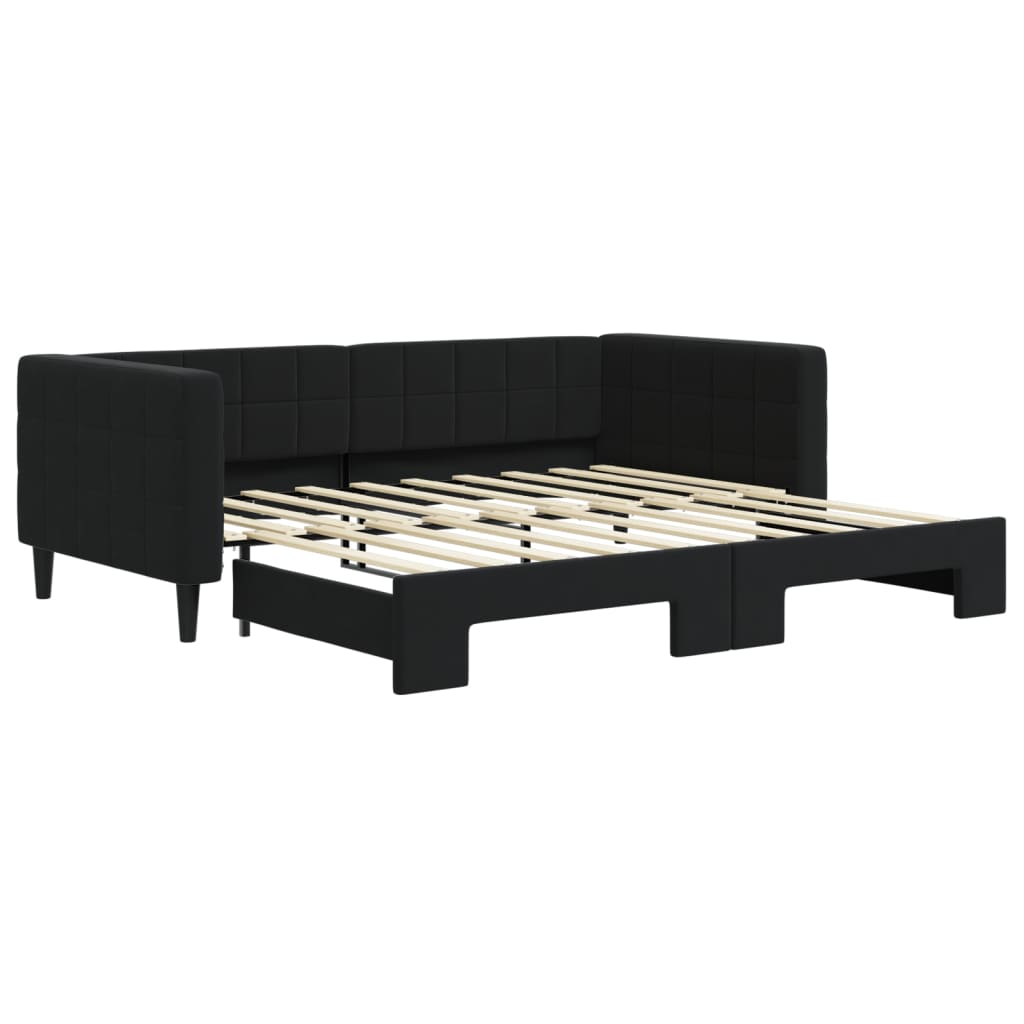 Divano Letto con Letto Estraibile Nero 90x190 cm in Velluto - homemem39