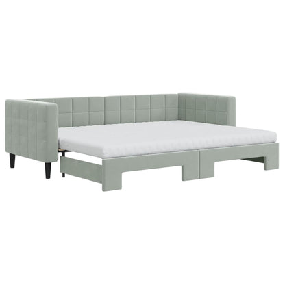 Divano Letto Estraibile Materassi Grigio Chiaro 80x200 Velluto - homemem39
