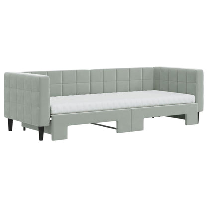 Divano Letto Estraibile Materassi Grigio Chiaro 80x200 Velluto - homemem39
