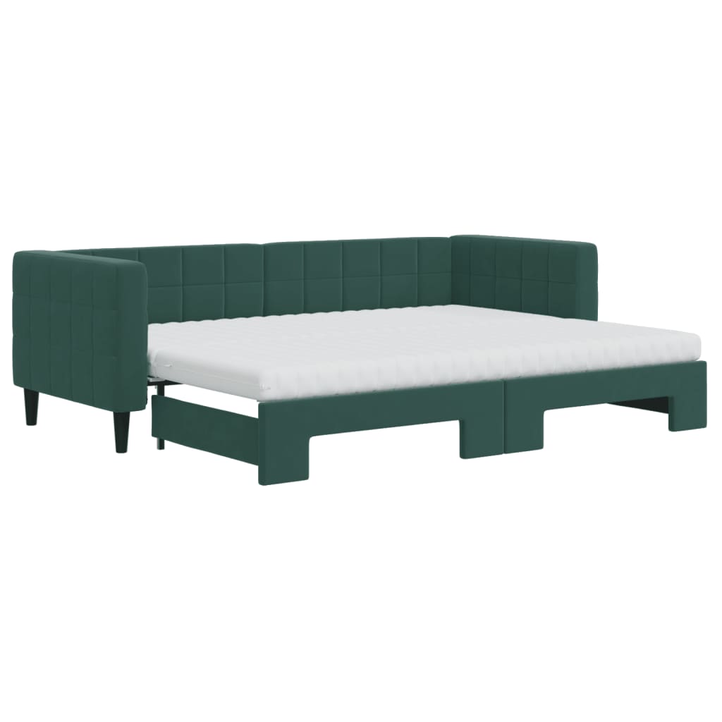 Divano Letto Estraibile Materassi Verde Scuro 80x200 Velluto - homemem39
