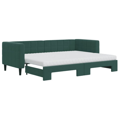 Divano Letto Estraibile Materassi Verde Scuro 80x200 Velluto - homemem39