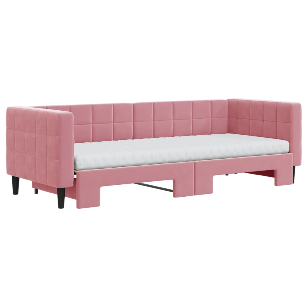 Divano Letto Estraibile con Materassi Rosa 80x200 cm Velluto - homemem39