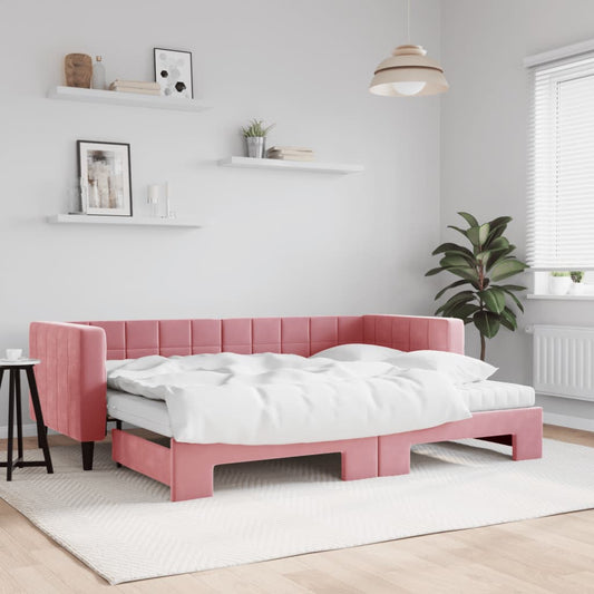 Divano Letto Estraibile con Materassi Rosa 80x200 cm Velluto - homemem39