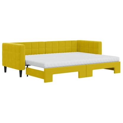 Divano Letto Estraibile con Materassi Giallo 80x200 cm Velluto