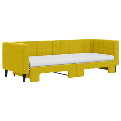 Divano Letto Estraibile con Materassi Giallo 80x200 cm Velluto