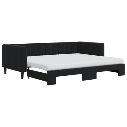 Divano Letto Estraibile con Materassi Nero 90x200 cm Velluto