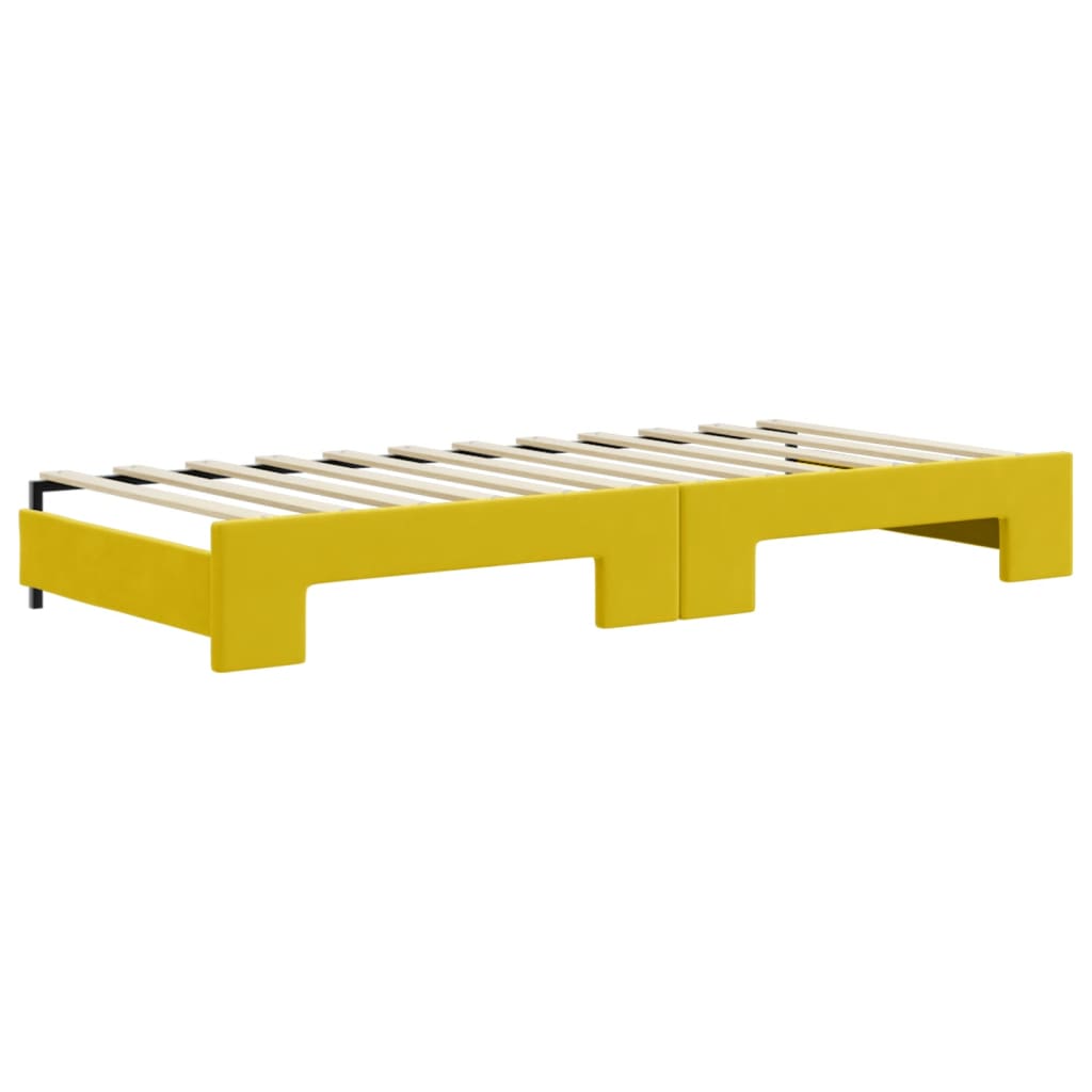 Divano Letto Estraibile con Materassi Giallo 90x200 cm Velluto