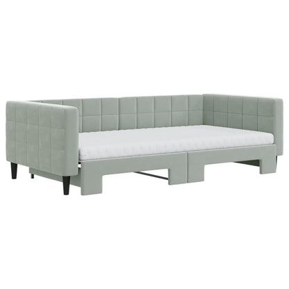 Divano Letto Estraibile Materassi Grigio Chiaro 100x200 Velluto - homemem39