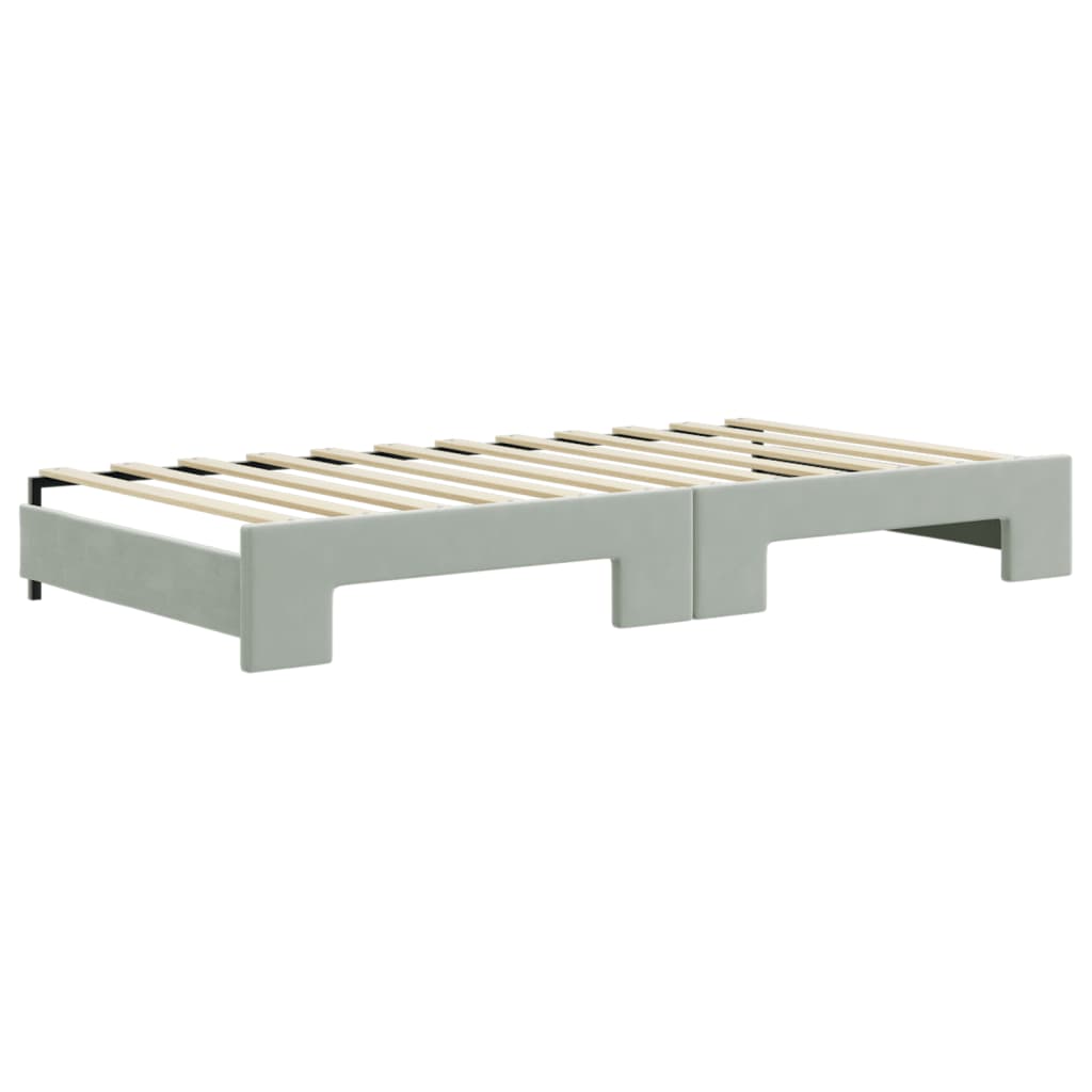 Divano Letto Estraibile Materassi Grigio Chiaro 100x200 Velluto - homemem39