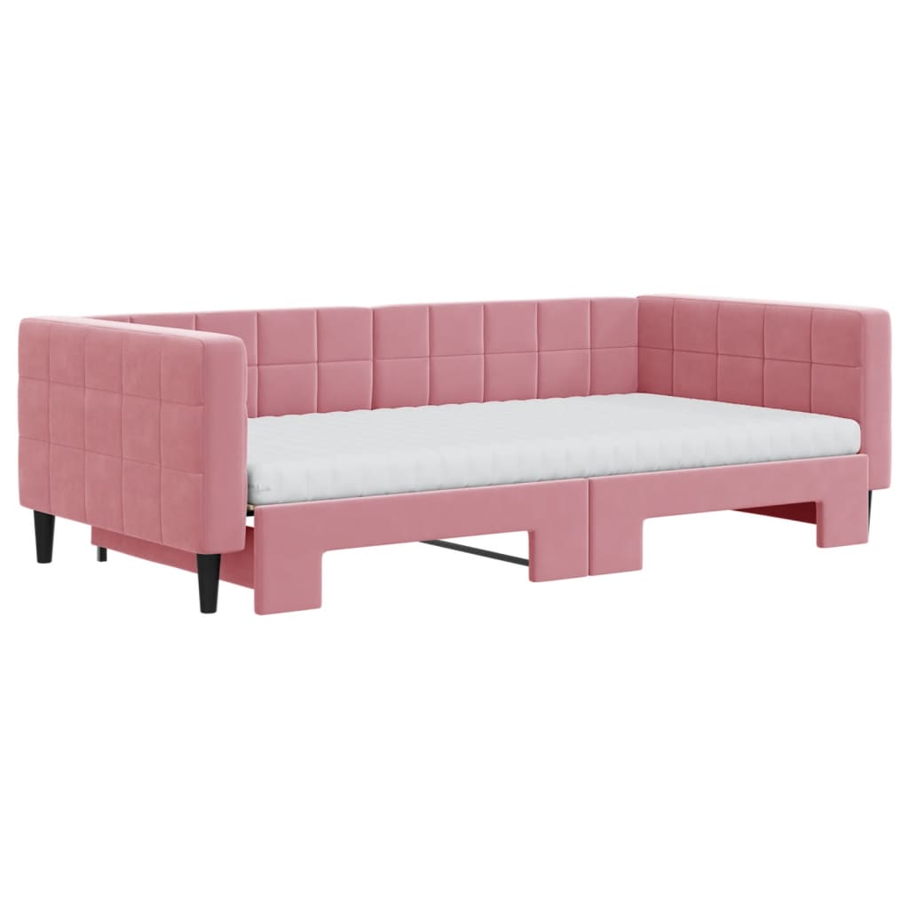 Divano Letto Estraibile con Materassi Rosa 100x200 cm Velluto - homemem39