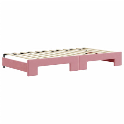 Divano Letto Estraibile con Materassi Rosa 100x200 cm Velluto - homemem39