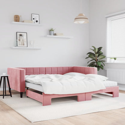 Divano Letto Estraibile con Materassi Rosa 100x200 cm Velluto - homemem39
