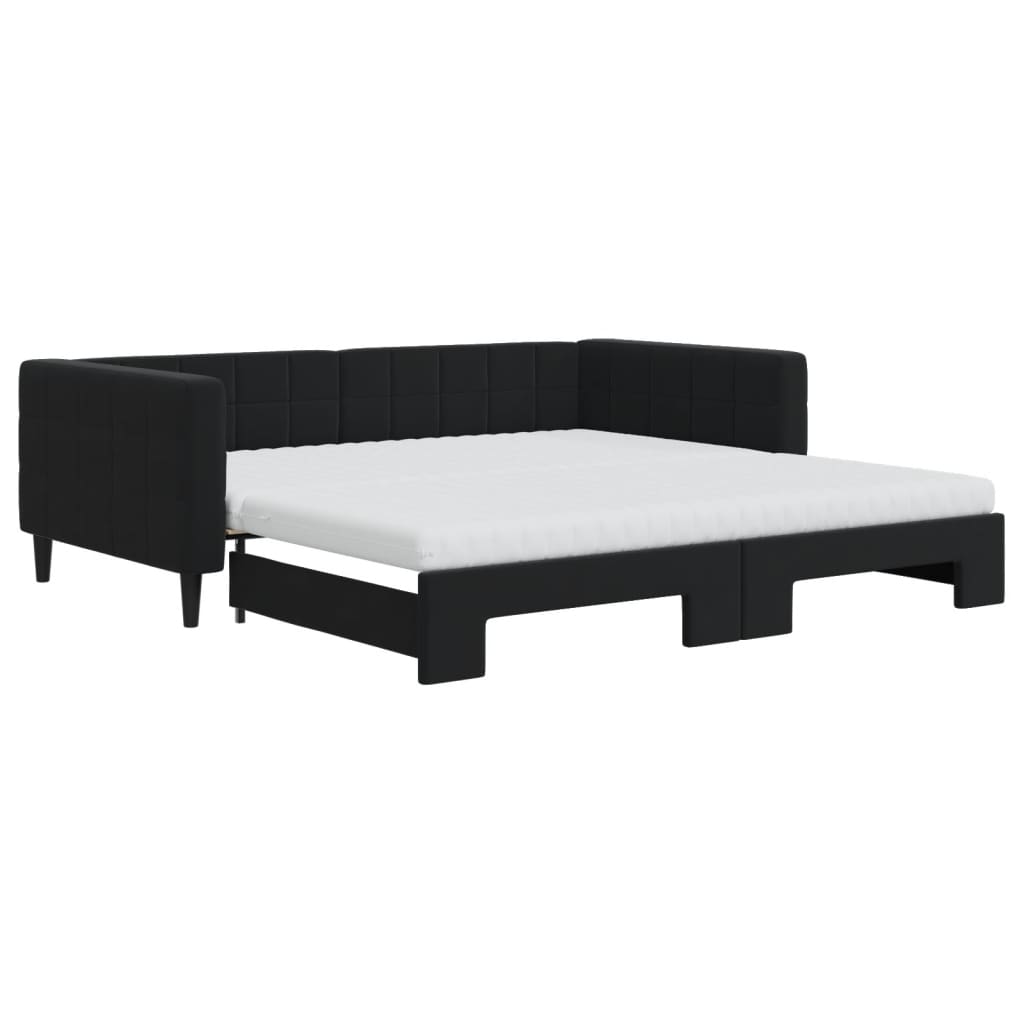 Divano Letto Estraibile con Materassi Nero 100x200 cm Velluto - homemem39