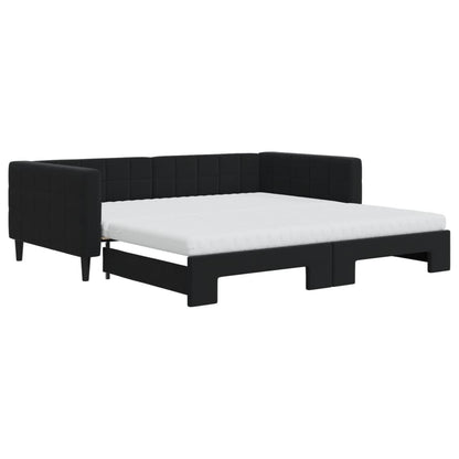 Divano Letto Estraibile con Materassi Nero 100x200 cm Velluto - homemem39