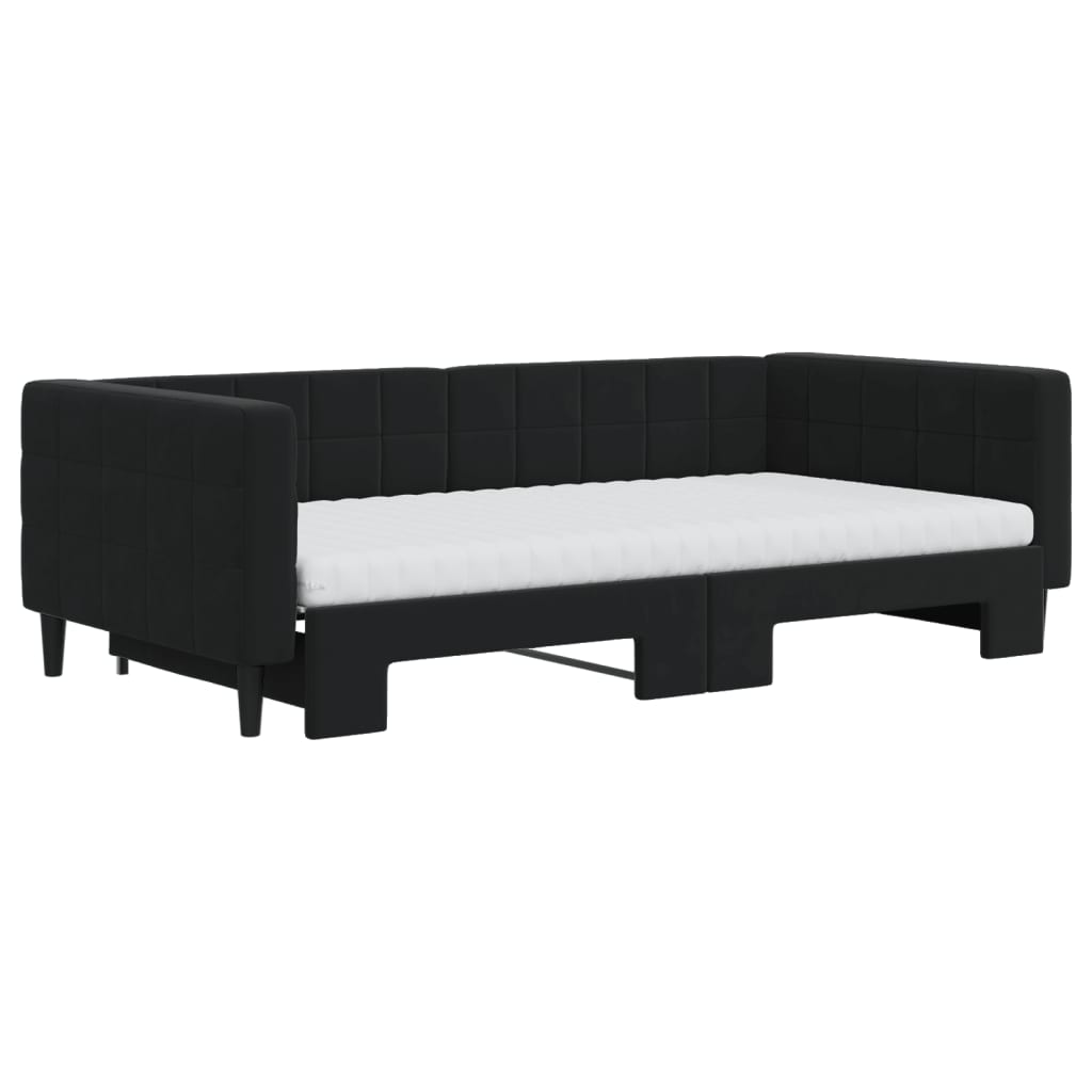 Divano Letto Estraibile con Materassi Nero 100x200 cm Velluto - homemem39