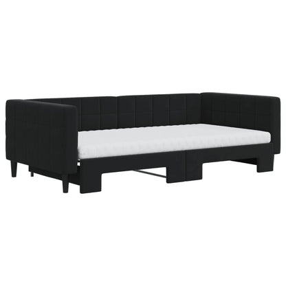 Divano Letto Estraibile con Materassi Nero 100x200 cm Velluto - homemem39