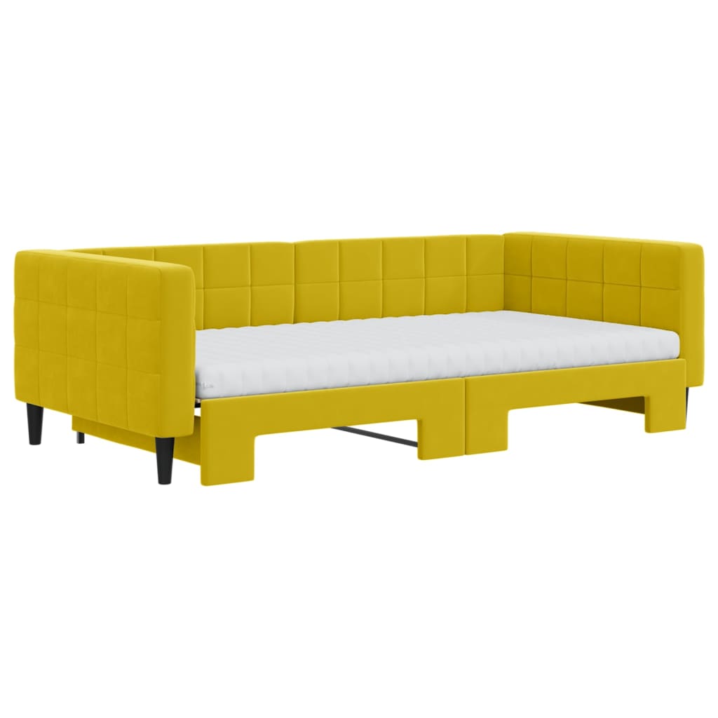 Divano Letto Estraibile con Materassi Giallo 100x200 cm Velluto - homemem39
