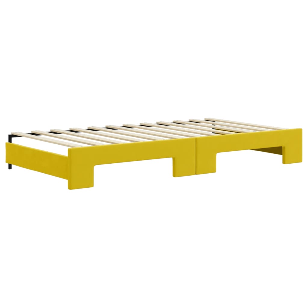 Divano Letto Estraibile con Materassi Giallo 100x200 cm Velluto - homemem39