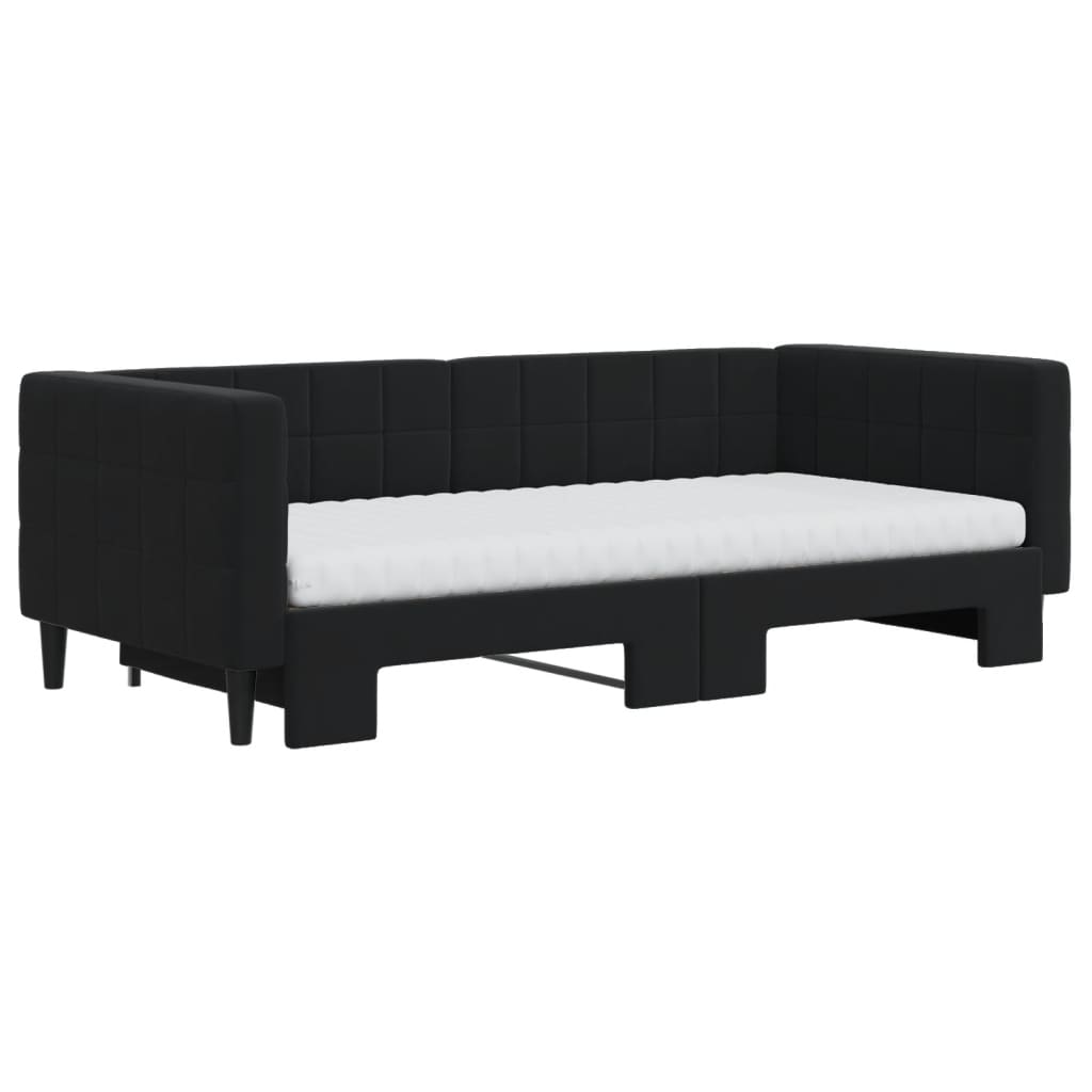 Divano Letto Estraibile con Materassi Nero 90x190 cm Velluto - homemem39