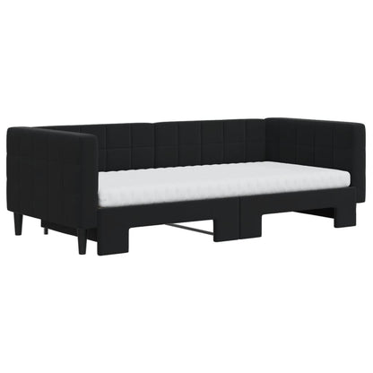 Divano Letto Estraibile con Materassi Nero 90x190 cm Velluto - homemem39