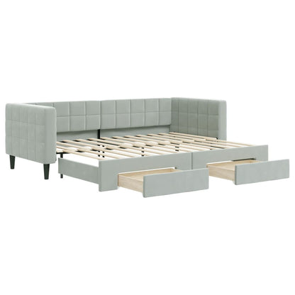 Divano Letto Estraibile Cassetti Grigio Chiaro 80x200cm Velluto - homemem39