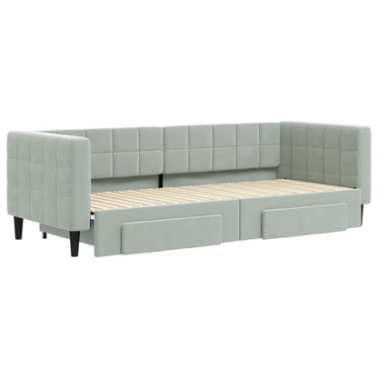 Divano Letto Estraibile Cassetti Grigio Chiaro 80x200cm Velluto - homemem39
