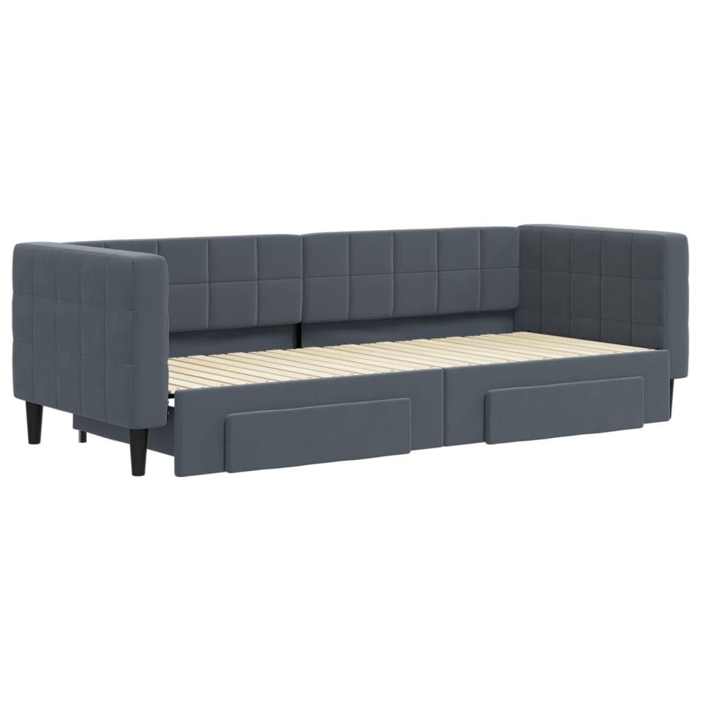 Divano Letto Estraibile Cassetti Grigio Scuro 80x200cm Velluto - homemem39