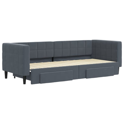 Divano Letto Estraibile Cassetti Grigio Scuro 80x200cm Velluto - homemem39