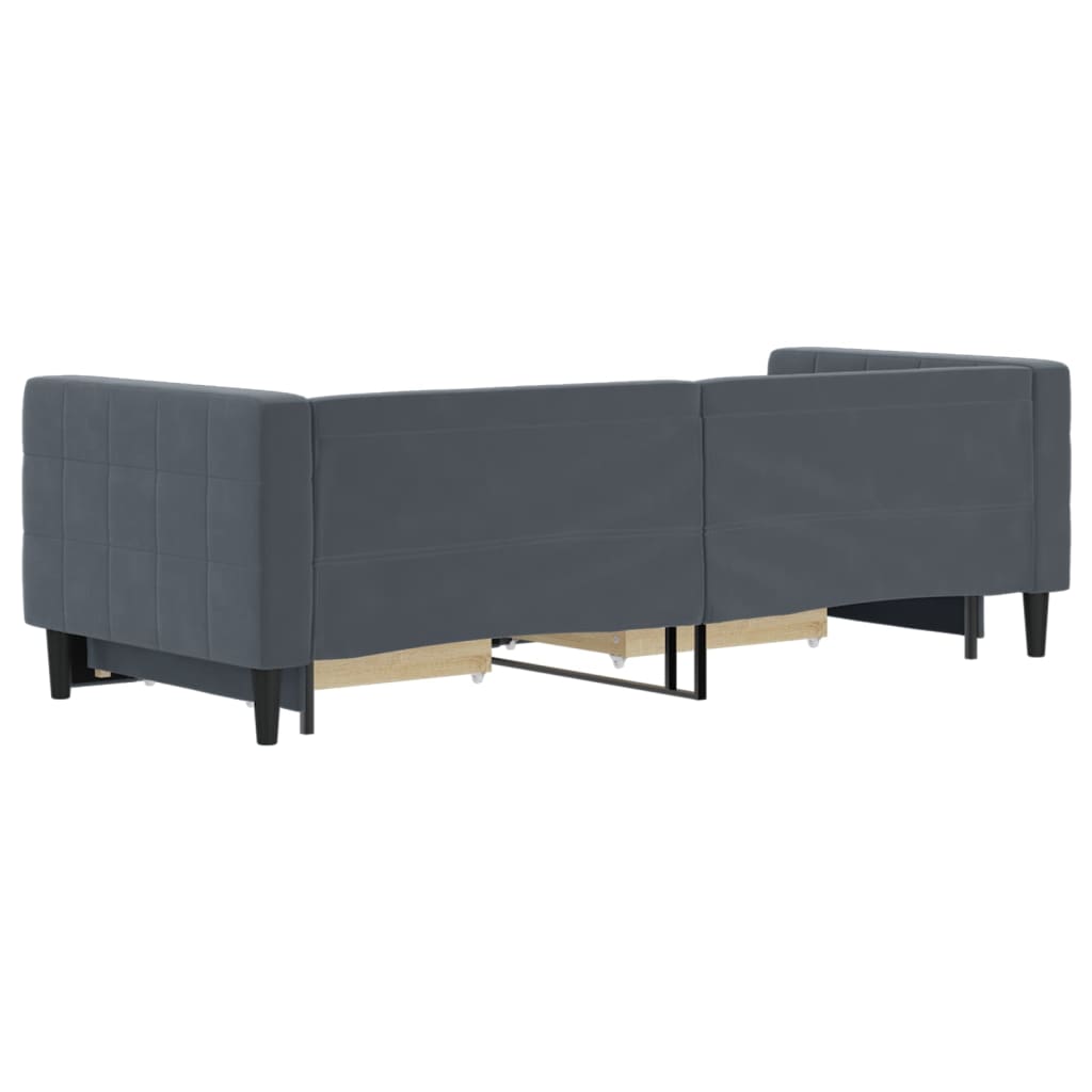 Divano Letto Estraibile Cassetti Grigio Scuro 80x200cm Velluto - homemem39