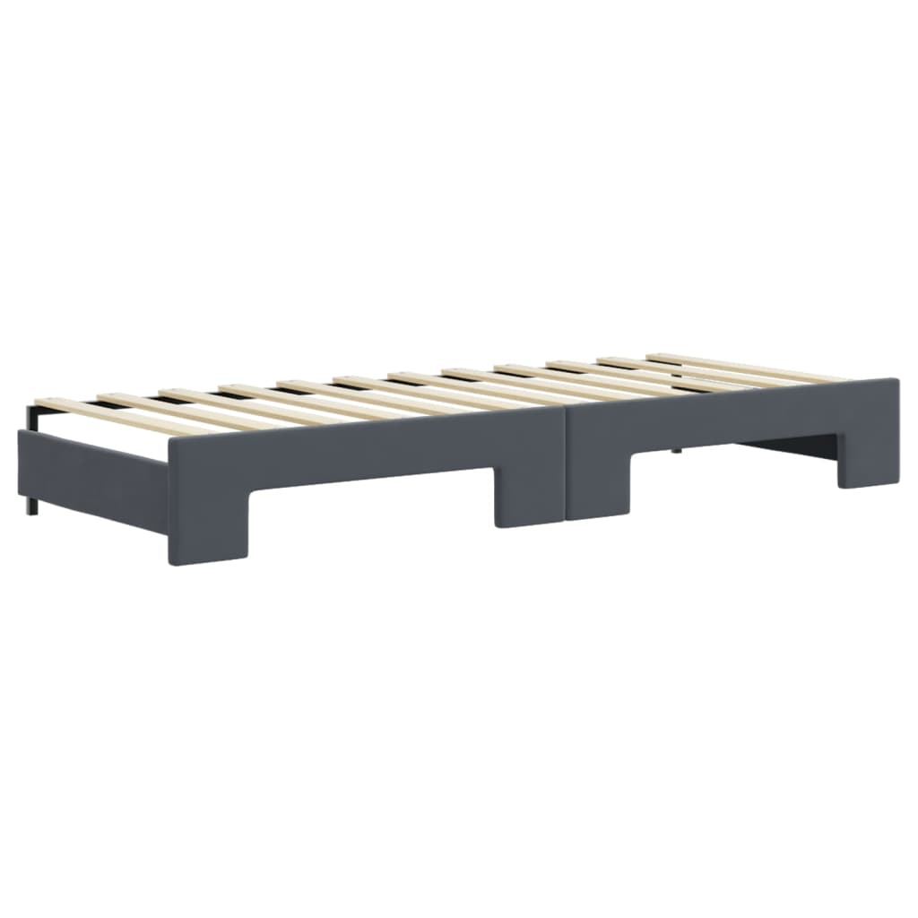 Divano Letto Estraibile Cassetti Grigio Scuro 80x200cm Velluto - homemem39