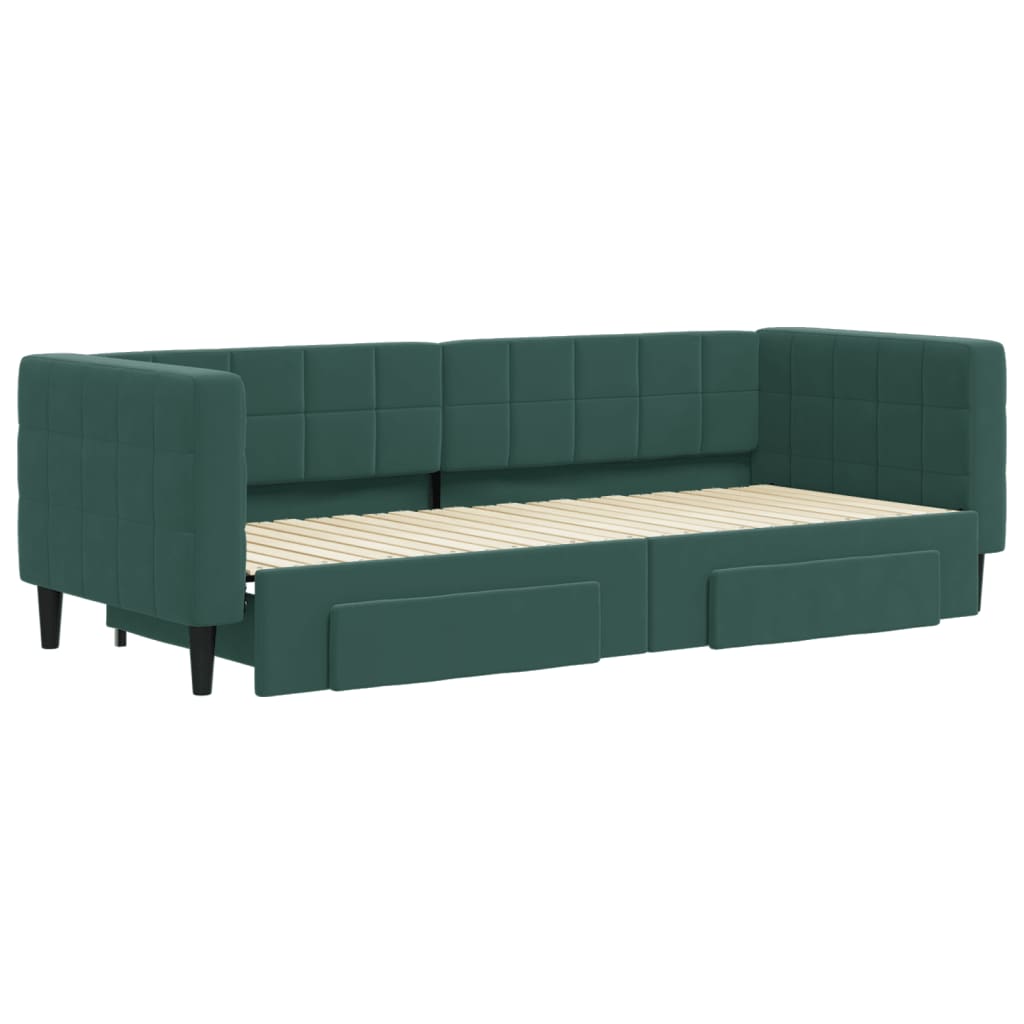Divano Letto Estraibile Cassetti Verde Scuro 80x200cm Velluto - homemem39