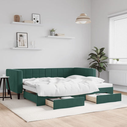 Divano Letto Estraibile Cassetti Verde Scuro 80x200cm Velluto - homemem39