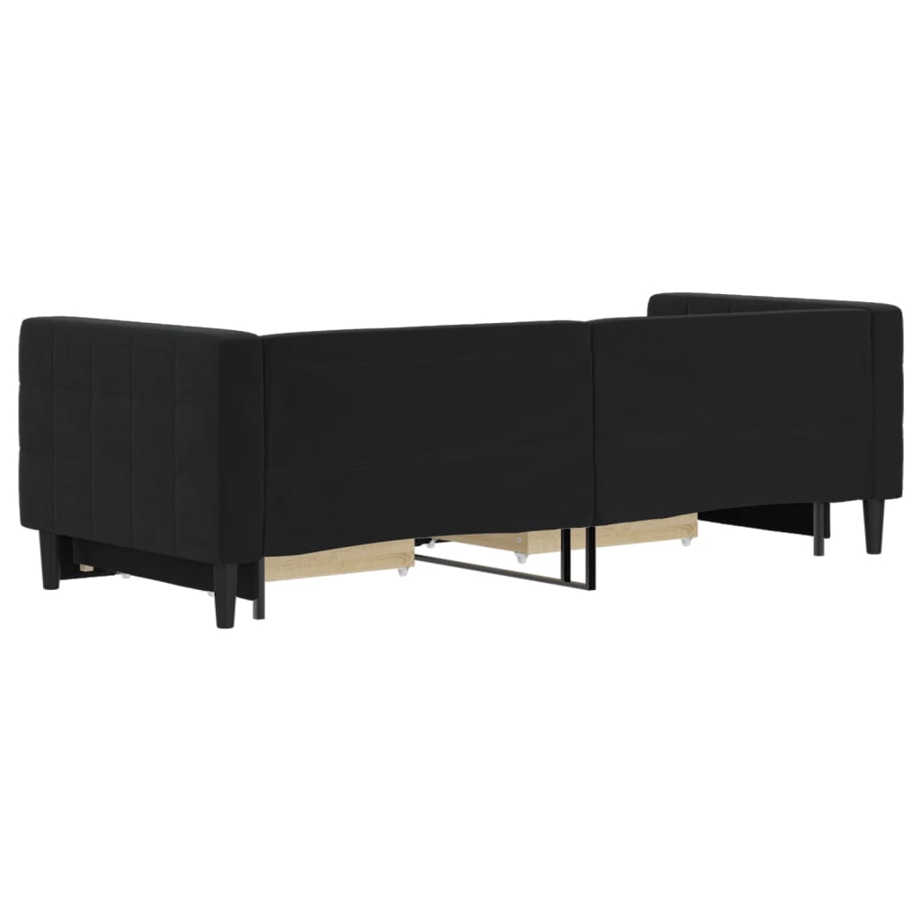 Divano Letto Estraibile con Cassetti Nero 80x200 cm in Velluto - homemem39