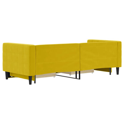 Divano Letto Estraibile con Cassetti Giallo 80x200cm in Velluto - homemem39