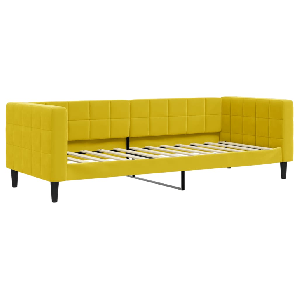 Divano Letto Estraibile con Cassetti Giallo 80x200cm in Velluto - homemem39