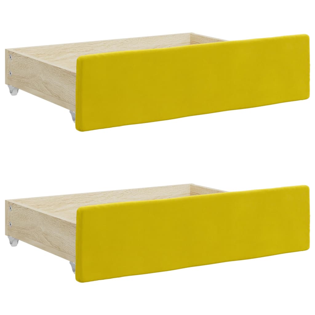 Divano Letto Estraibile con Cassetti Giallo 80x200cm in Velluto - homemem39