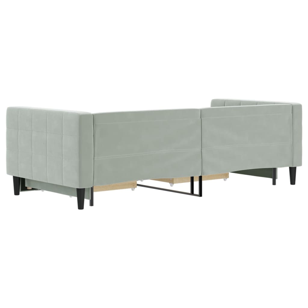 Divano Letto Estraibile Cassetti Grigio Chiaro 90x200cm Velluto - homemem39