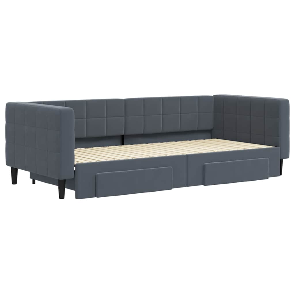 Divano Letto Estraibile Cassetti Grigio Scuro 90x200cm Velluto - homemem39