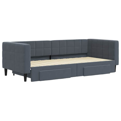 Divano Letto Estraibile Cassetti Grigio Scuro 90x200cm Velluto - homemem39
