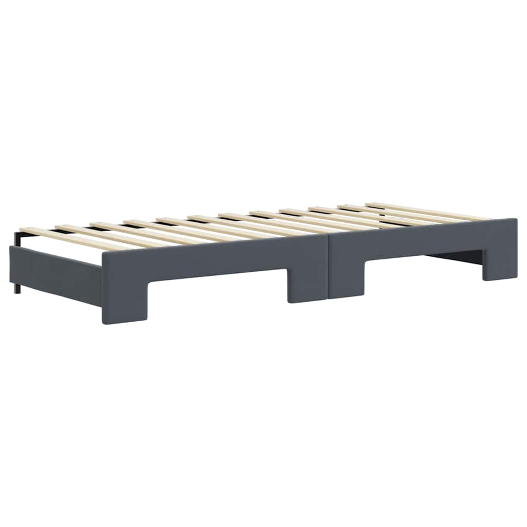 Divano Letto Estraibile Cassetti Grigio Scuro 90x200cm Velluto - homemem39