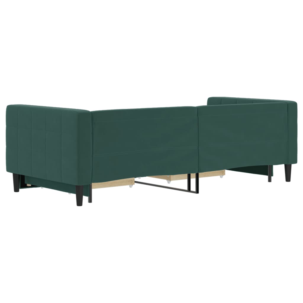 Divano Letto Estraibile Cassetti Verde Scuro 90x200cm Velluto - homemem39