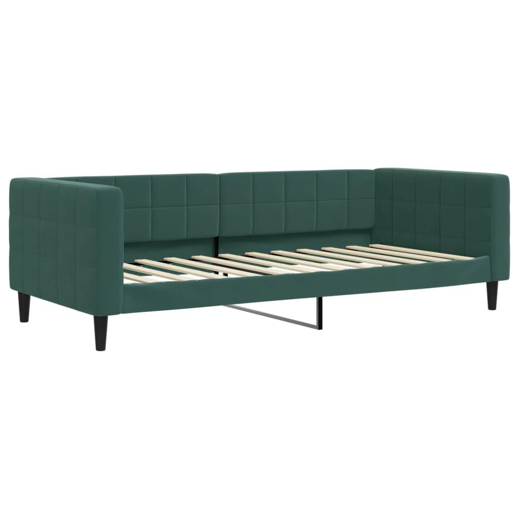 Divano Letto Estraibile Cassetti Verde Scuro 90x200cm Velluto - homemem39