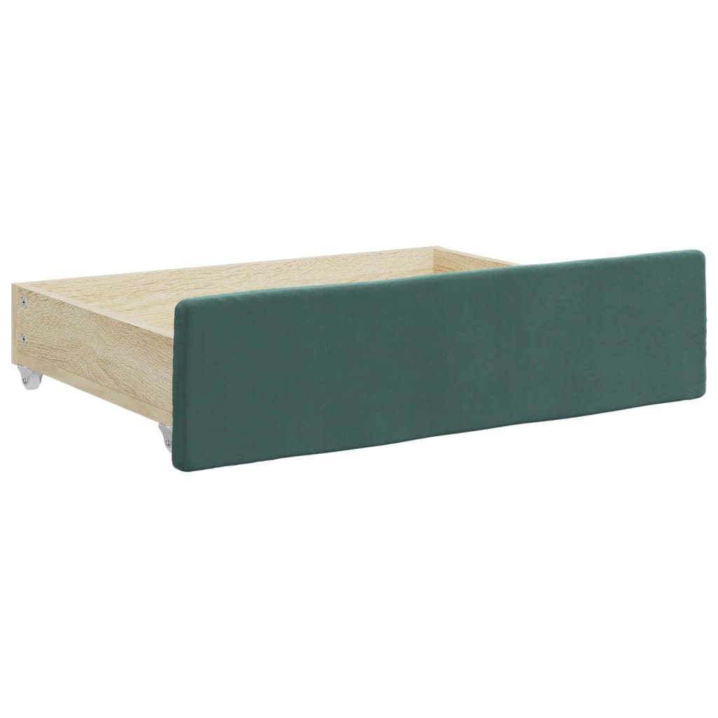 Divano Letto Estraibile Cassetti Verde Scuro 90x200cm Velluto - homemem39