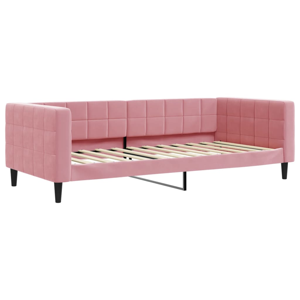 Divano Letto Estraibile con Cassetti Rosa 90x200 cm Velluto - homemem39